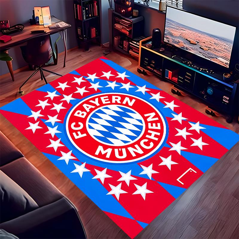 1pc FC Bayern München logo Print Area Rug - Soft,Washable Non-Slip Indoor Mat for Office Chairs,Living Room,Home Office Decorative Rug