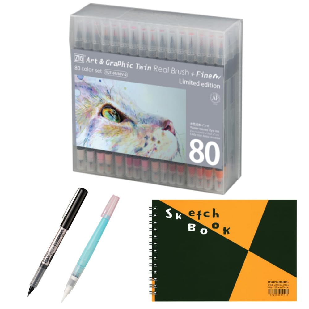 

Art Graphic Twin Real Brush Fine 80 цветов Скетчбук 2 типа кистей набор + TUT-95/80V-2 4 штуки