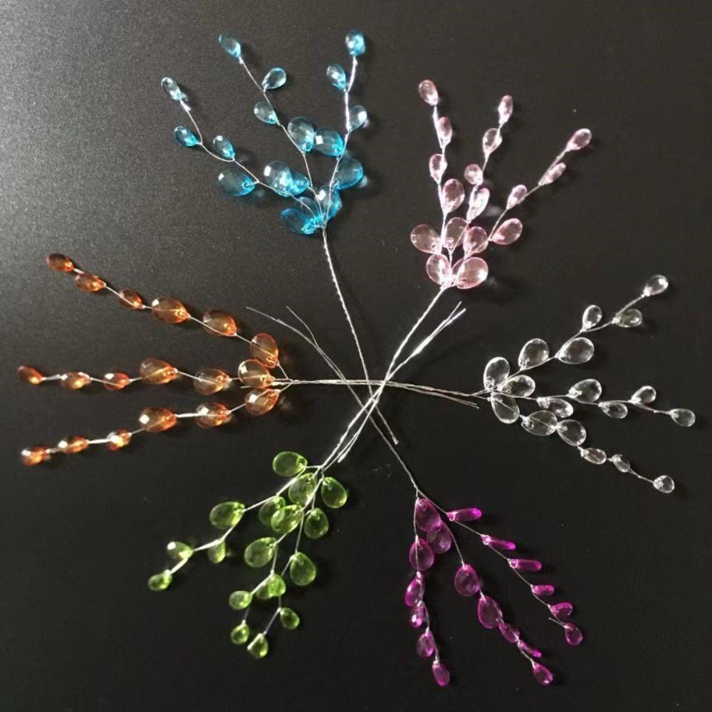 50PCS Wedding Party Crystal Bud Branches Craft Decoration Crystal Flower Artificial Bouquet White