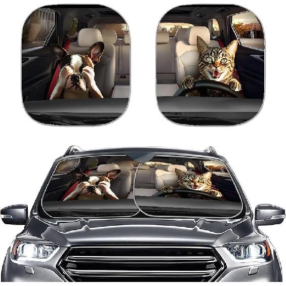 KEIAHUAN Customized Auto Front Window Visor Sun Shade Universal Windshield Sunshade for Car Truck SUV 2-Piece