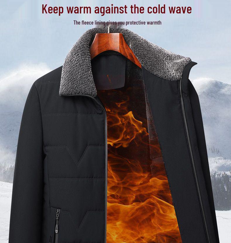 Men's Fleece-Lined Cotton Jacket for Middle-Aged & Elderly - Warm Outfit for 50+ Dads & 70+ Grandpas