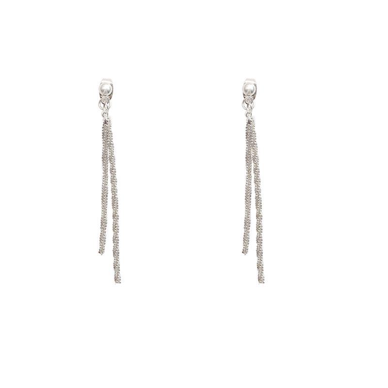 S925 Silver Needle Korean Long Tassel Earrings - Sparkling, Versatile, and Exquisite for Any Occasion
