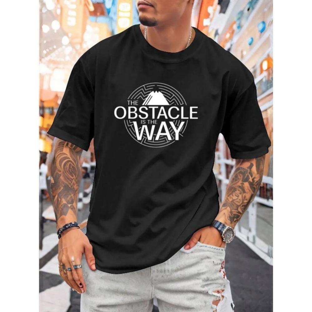 

European Sizes Men S T-Shirt _ Stoic Philosophy Style Print Design, Breathable, Machine-Washable, Regular-Fit, Casual Wear, Crew Neck, Short Sleeve S