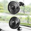12V/24V Mini Car Fan ABS Black Auto Single Head Fan USB Universal Car Fan Suction Cup Car Seat Back Fan 360 ° Cooling Fan