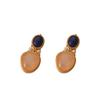 Elegant French Retro Geometric Natural Stone Earrings with 925 Silver Needle