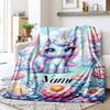 Beautiful Unicorn Customize Your Name Blanket Used For Chair Office Sofa Bed Camping Soft And Warm Giving Friends And Relatives Birthday Graduation
