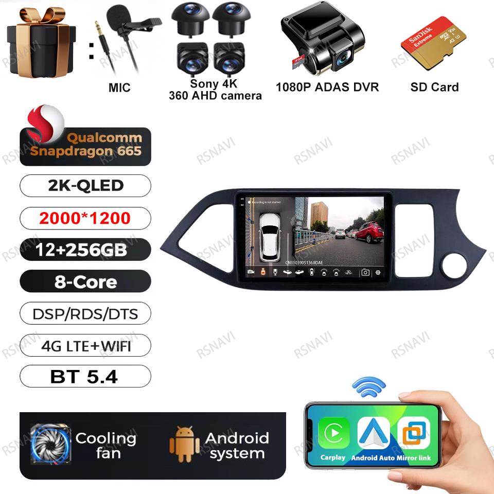 Car Radio Android 16 For KIA PICANTO Morning 2011-2016 RHD Navigation DVD BT 5G WIFI Viedo Player Autoradio 4G LTE Head Unit DSP