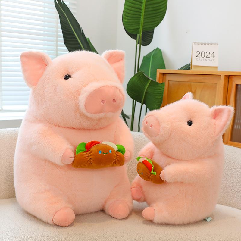 32cm Cartoon Burger Pig Plush Stuffed Pillow Cute Couple Creative Toy Children's Birthday Gift Doll Kawaii Sofa Decoration