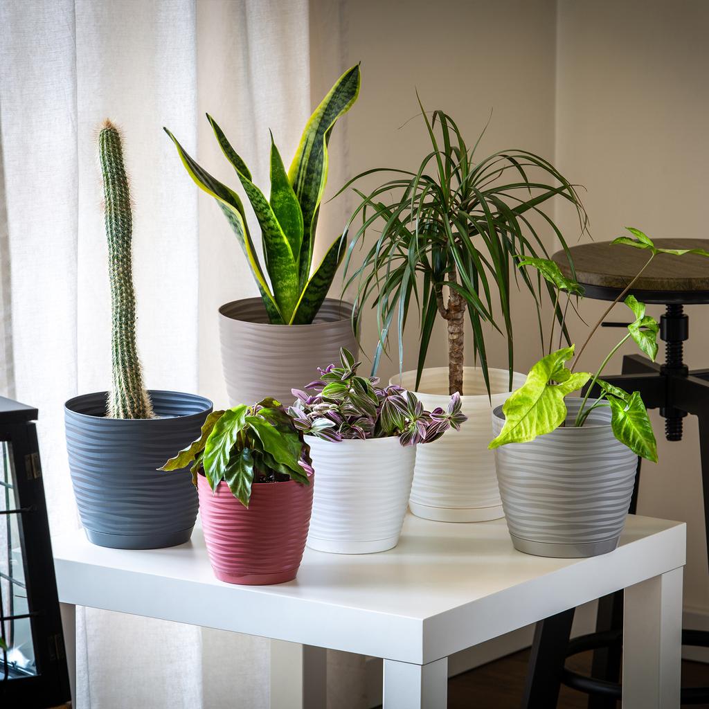 KADAX Doniczka Donica Na Kwiaty 13cm Osłonka Okrągła Kwietnik Plastikowa Antracyt