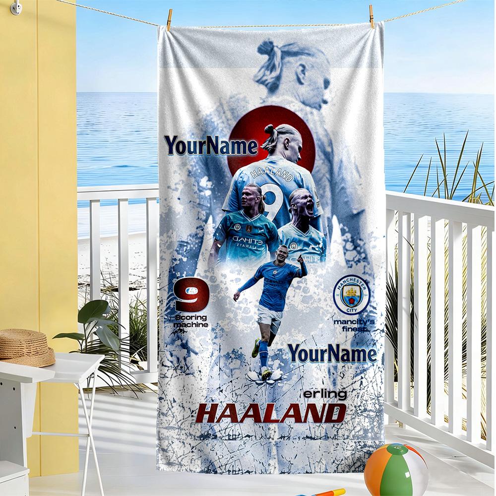 Haaland Customizable Name Beach Towel High Absorbency & Quick-Dry Suitable for Sports Travel Swimming Yoga Bathroom Beach And Pool