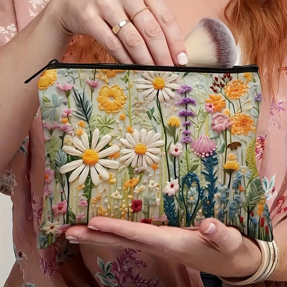 Zweiseitiger Toilettenartikel-Organizer Florale Kosmetik-Aufbewahrungstasche für den Außenbereich