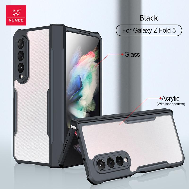 

For Samsung Galaxy Z Fold 7 6 5 4 3 Case XUNDD Luxury Casing Airbag Shockproof Bumper Protective Case Transparent Phone Cover With Hinge Protection For Samsung Galaxy Z Fold 3 чёрный
