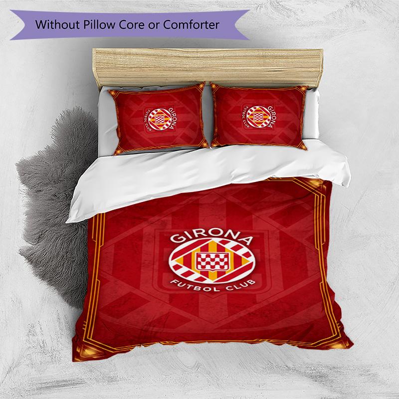 Girona FC Printed 3PCS Bedding Set Breathable Duvet Cover with Pillowcases Decorative Bed Linen for Bedroom Home