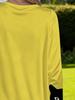 Women's Plus Size with Pocket Design Yellow Cat Pattern Loose Long Sleeve T-Shirt Women's Fashion Versatile Casual Top