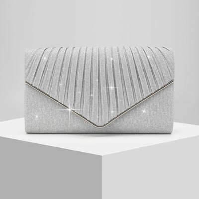 New Style Ladies Pleated Shiny Dinner Bag Evening Bag Banquet Bag Shoulder Bag Wedding Bag