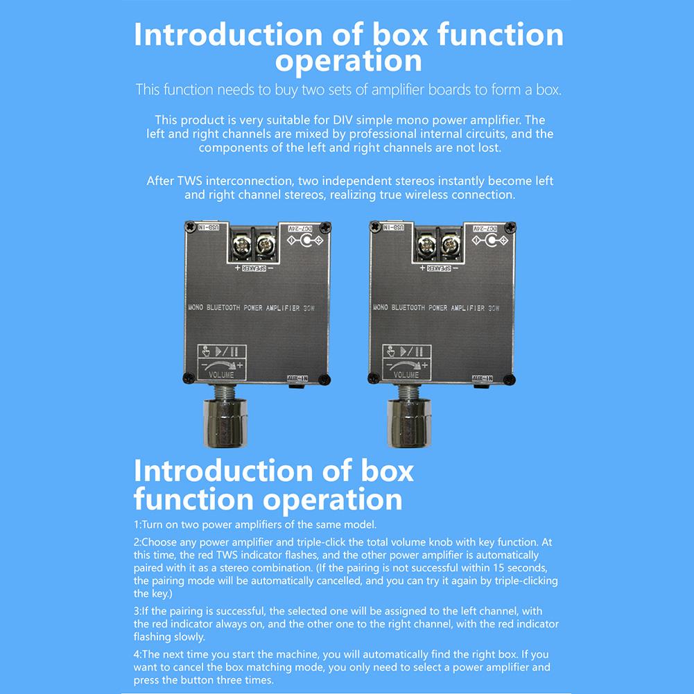 ZK-301B 30W Bluetooth 5.3 Audio Amplifier Module DC 9V-24V Mono Channel Digital Audio Amplifier Board Support Wireless TWS