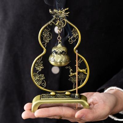 Chinese Style Vertical Incense Burner Zinc Alloy Good Symbolism Indoor Aromatherapy Pine Gourd Vintage Incense Burning