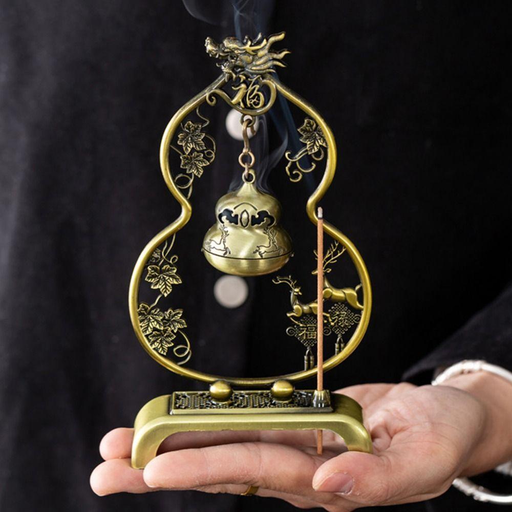 Chinese Style Vertical Incense Burner Zinc Alloy Good Symbolism Indoor Aromatherapy Pine Gourd Vintage Incense Burning