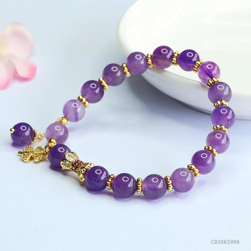 Fashion Jewelry Gemstone Bracelets Natural Healing Crystal Bracelets Energy Stone Adjustable Amethyst Bracelets