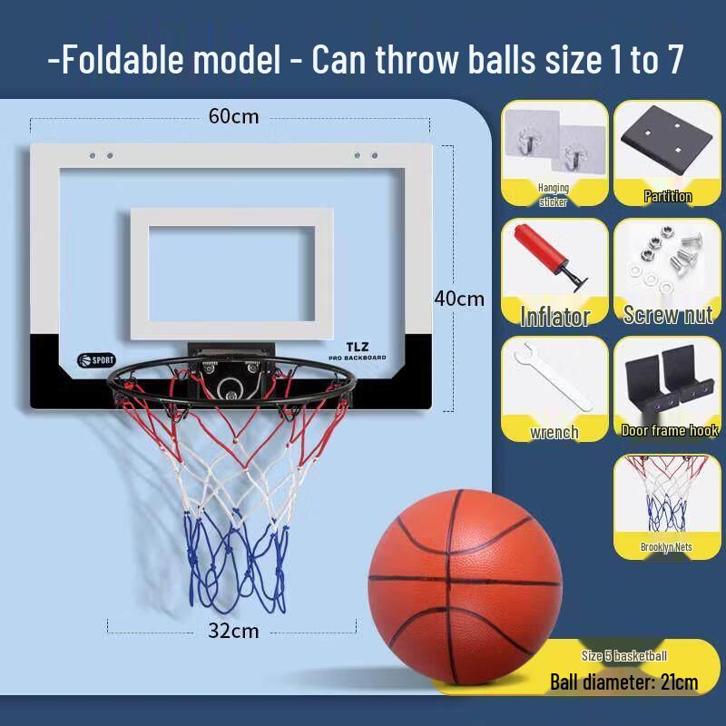 Foldable Indoor Wall-Mounted Basketball Hoop