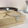2023 Handgefertigtes 925er Sterlingsilber Herz- & Perlenarmband für Damen