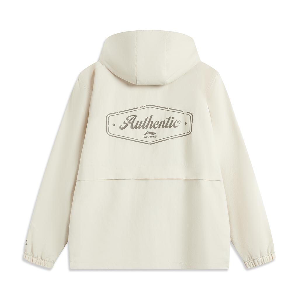 Li Ning Sports Lifestyle Series High Street American Vintage Cardigan Long Sleeve Windbreaker Loose Coat Unisex Outerwear Sand-Khaki AFDV445-4