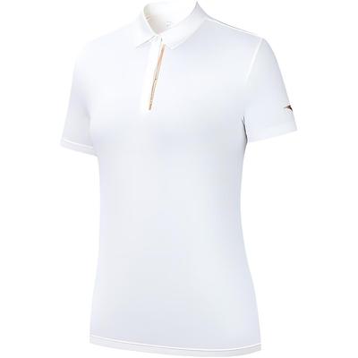 Training Series Solid Color Running Sports Polo Shirt Women Tops Paper-White 162427121-1