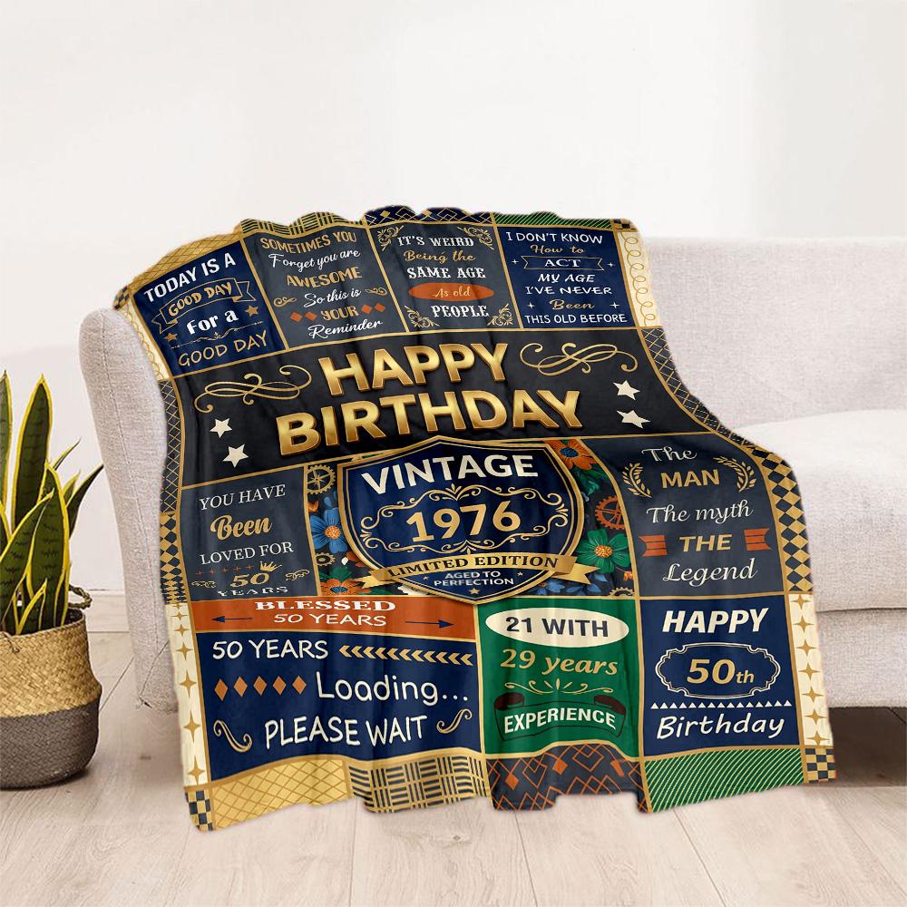 Happy Birthday Wishes Blanket Warmthful Decor Suitable for Picnics Seaside Sofa Four Seasons Multipurpose Digital Print