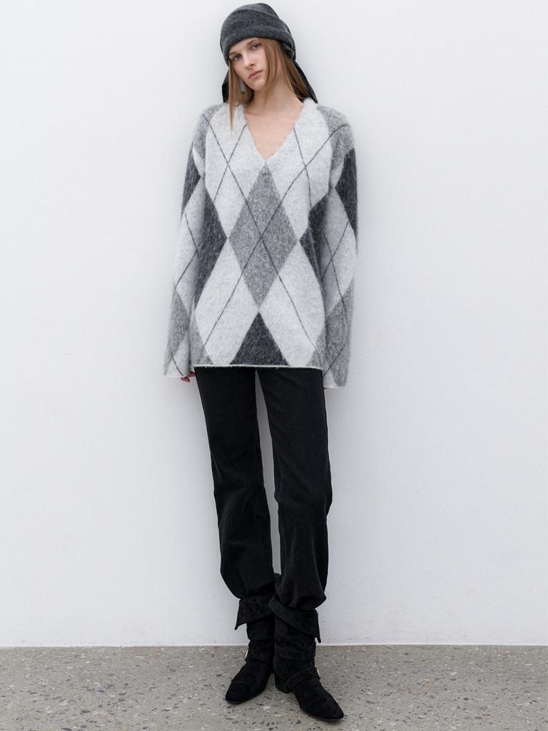 ATELIER NAIN (T-7149)Mila Alpaca Argyle Knit