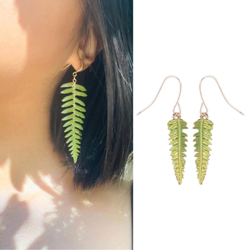 Delicate Leaf Shaped Earrings Bohemian Fern Leaf Earrings Green Leaf Dangle Hook Earring Unique Jewelry Women Girl Teen