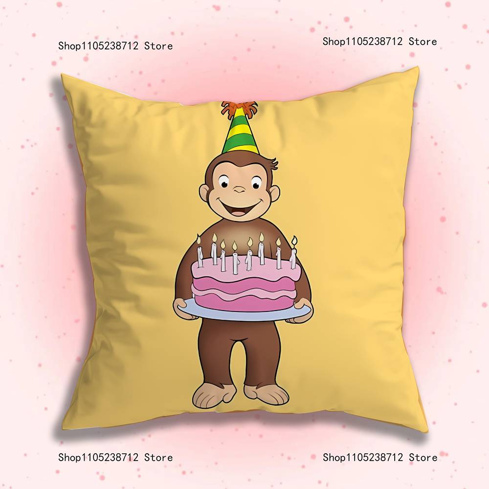 C-Curious Affe G-George Kissenbezug Kissenhülle Kissen Plüsch Jungen Mädchen Cartoon Anime Kawaii Dekoration Kindergeburtstag Niedliche Geschenke