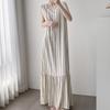 Robe de nuit sans manches en coton et soie pour femme, été, idyllique, ample, grande taille, peut être portée dehors, jupe fishtail en coton artificiel à fleurs