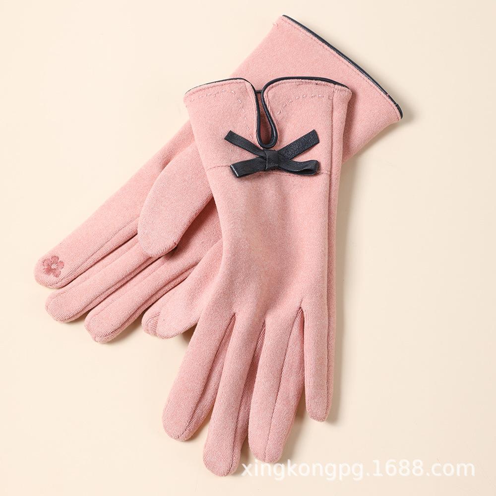 Warm Gloves Women'S German Plush Mouth Windproof And Cold-Proof Plush Outdoor Riding Driving Touch Screen Autumn And Winter Gloves