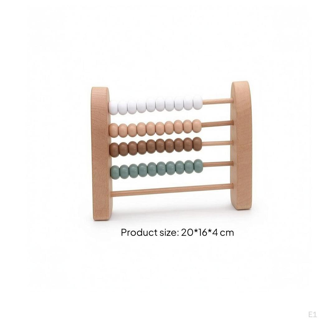 Wooden Abacus Early Learning with Five Rods Educational Counting Toy for Preschoolers,
