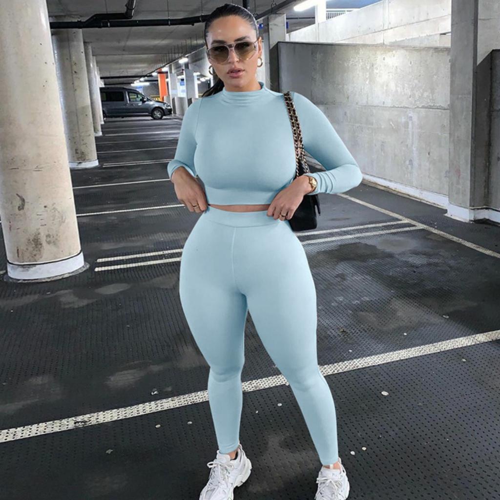 New Women's 2 Pieces Set, European American Style Slim Fit Long Sleeve Casual Sportswear Tracksuit for Women