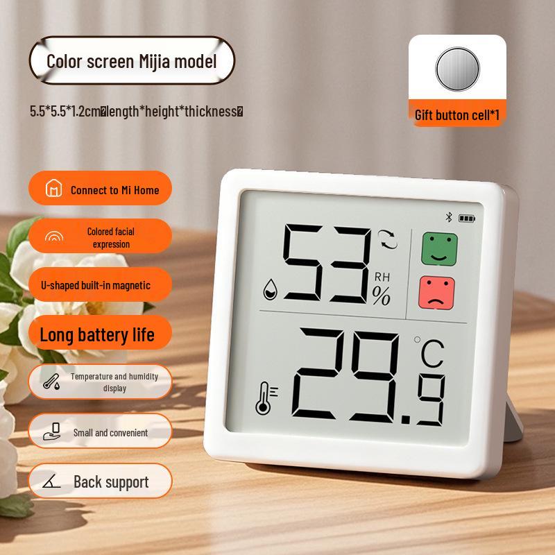 Smart Indoor Digital Thermometer & Hygrometer with High-Precision Display for Baby Room, Compatible with Mijia App