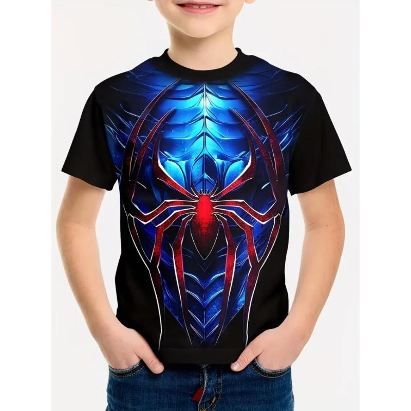 Summer Children's 3D Printed Crew Neck T-Shirt Fashion Versatile Trend Breathable Casual