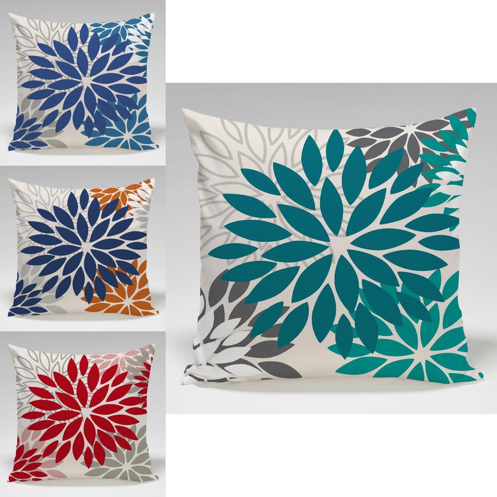 Geometric Color Flower Pillow Cover Polyester Fabric Modern Decor For Living Room
