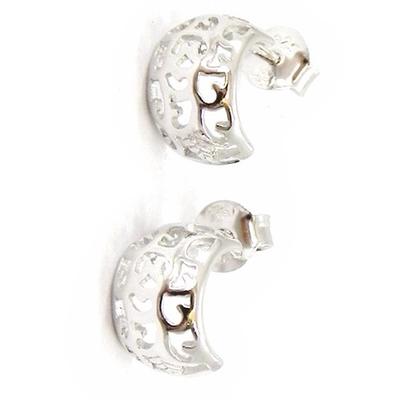 [I4000] - Half-Creoles Silver 'Choregraphie' Silver (rhodium Plated) - 10x6 Mm