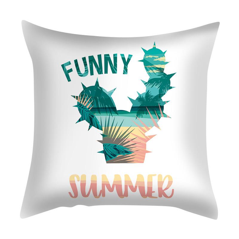 Summer Beach Scenery Cushion Cover Turquoise Pillowcase Polyester Sofa Chair Waist Hold Pillowcase Modern Home Decor 45x45cm