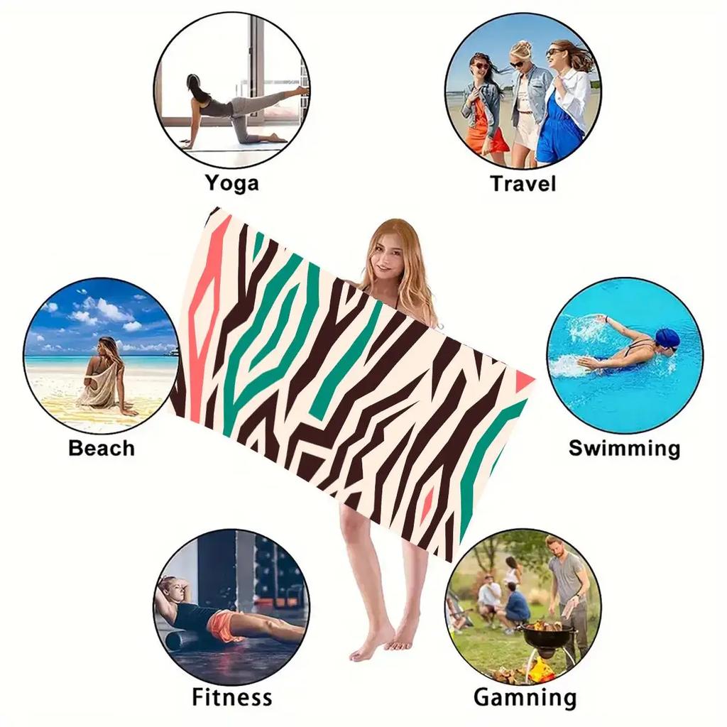 Geometry Print Beach Towel Quick-Dry Washable Beach Towels Sandproof Portable For Travel Swimming Camping Beach
