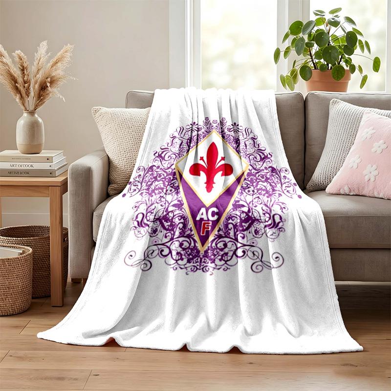 Coperta ACF Fiorentina Coperta in Flanella Morbida Accogliente Peluche Coperta da Divano Letto Leggera Decorazione per la Casa