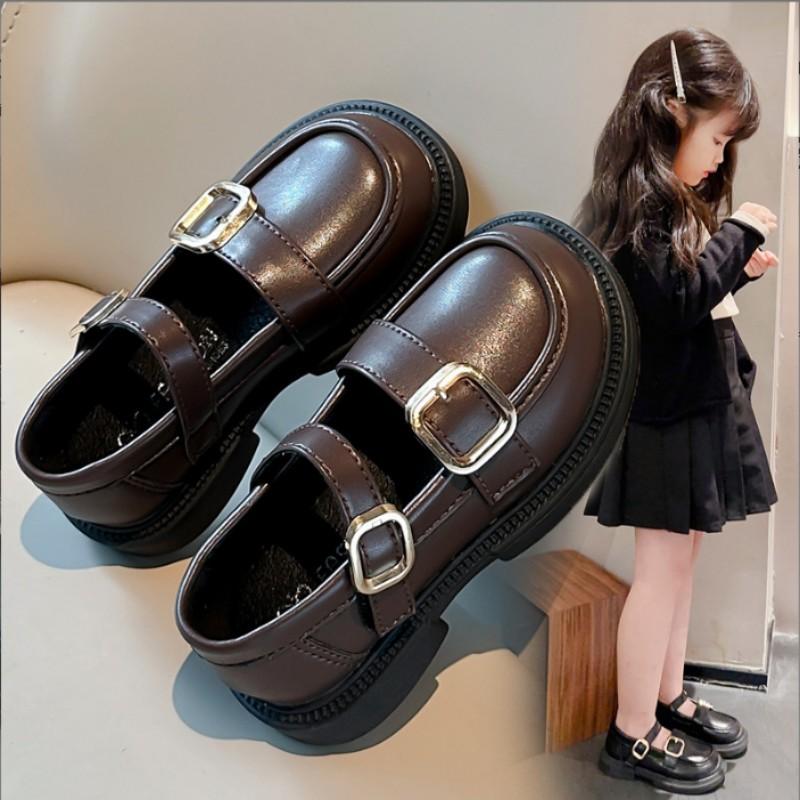 21-35 Summer Autumn New Girls' Leather Shoes Fashion Baby Princess Shoes Soft Bottom Trendy Casual Solid Color Single Shoes