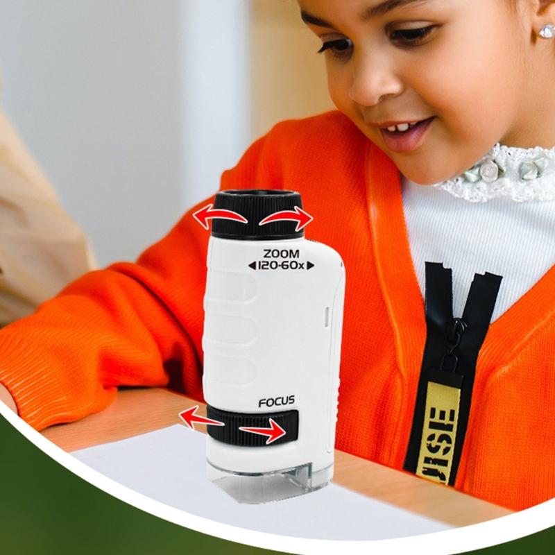 Mini Microscope Toy with LED Light 200X 600X 1200X Magnification Suitable for Kids Student Adults Science Exploration