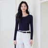 La Chapelle Women's Crew Neck Pearl Embellished Knit Sweater