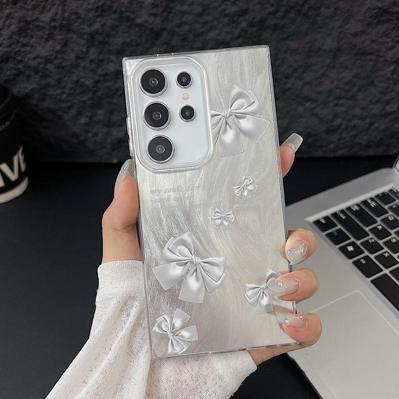 Sparkling Feather Glitter Phone Case For Samsung S25 Ultra S24 FE S23 A16 A36 A55 A56 A35 A15 Bowknot Pattern Shockproof Hybrid TPU PC Slim Cover