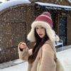 Warm Knitted Hat Women's Winter Color Striped Lei Feng Hat Outdoor Plush Hat