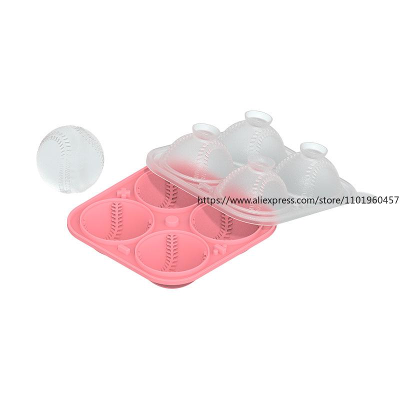 Silicone Baseball Ice Tray for Easy Release and Quick Freezing 4-Cube  Balls for Whiskey Silicone  Mold and Tray