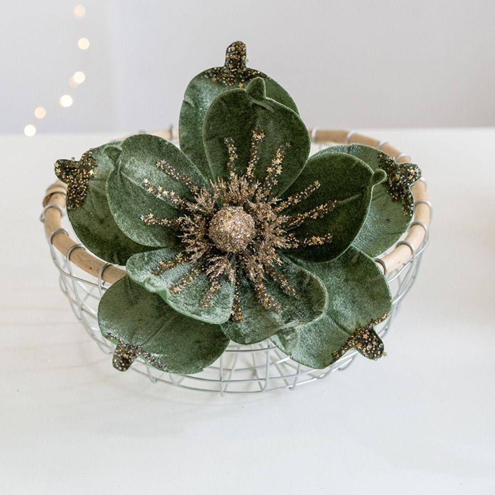 Christmas Artificial Poinsettia Glitter Flower 25cm 3D Simulation Magnolia  New Year Gifts