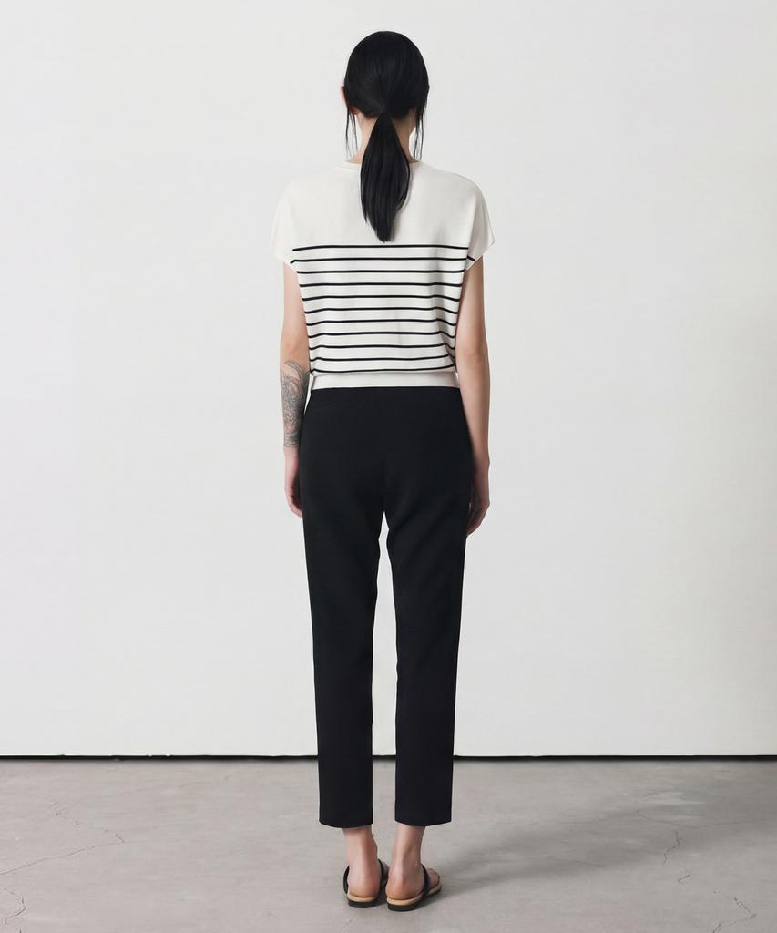 Aesmoeo Lea Dolman Sleeve Stripe Knit (Ivory)
